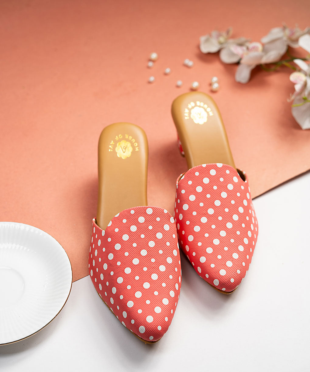 Polka Punch Mules Heels