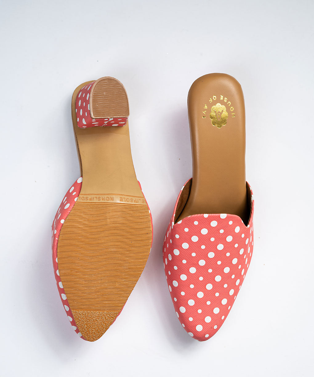 Polka Punch Mules Heels