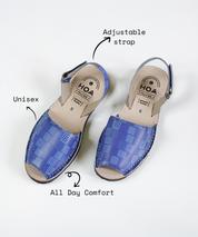 Abstract Blue Leather Sandals