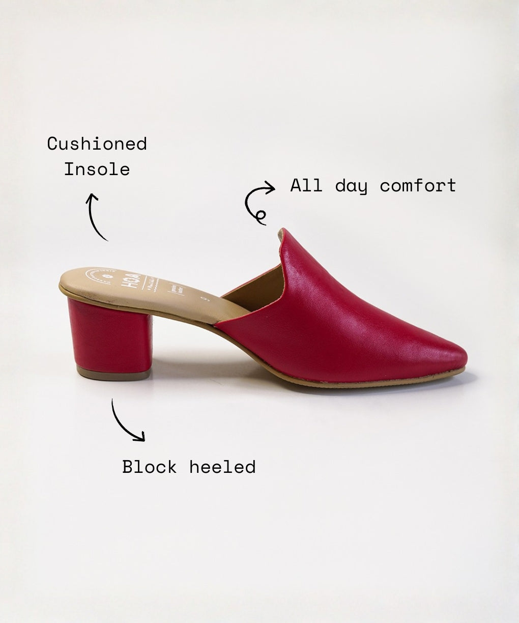 Red-Block Mules Heels