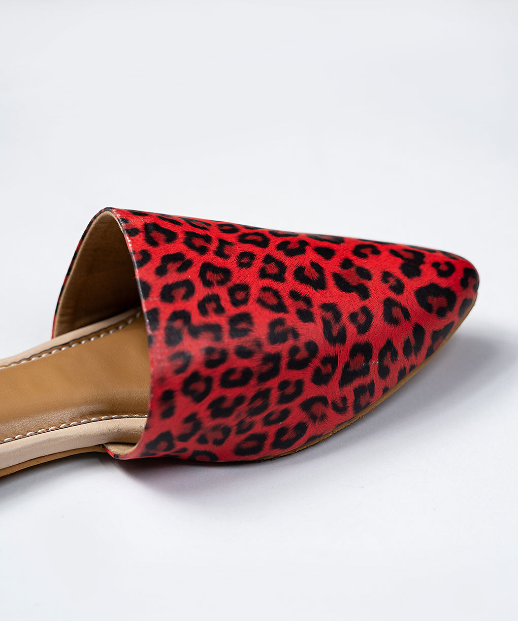 Scarlet Safari Flat Mules