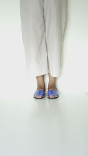 Abstract Blue Leather Sandals